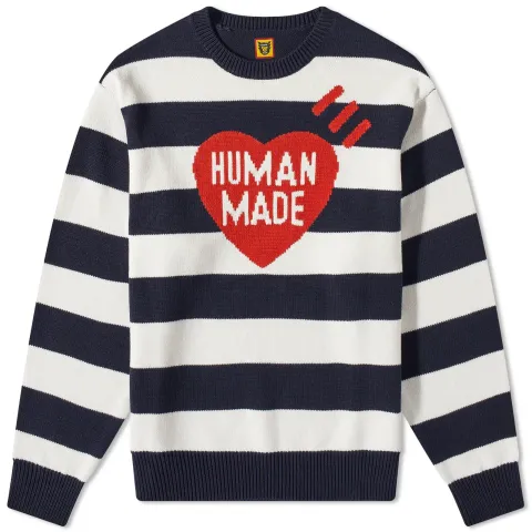 Striped Heart Knit Sweater