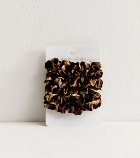 Pack of 6 Mini Leopard Satin Scrunchie