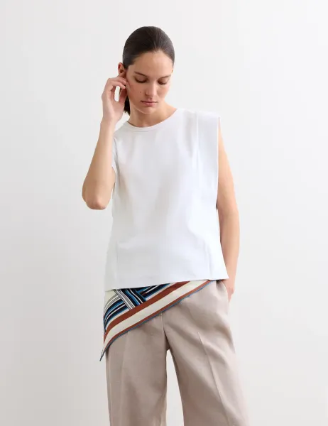 Jaeger Cotton Modal Blend Ribbed Tank Top Ivory