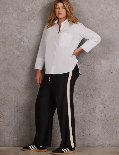 Live Unlimited London Side Stripe Wide Leg Trousers Black Mix