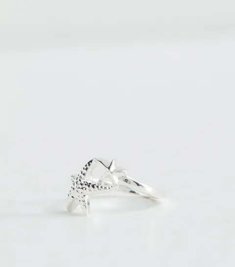 Silver Tone Starfish Wrap Ring