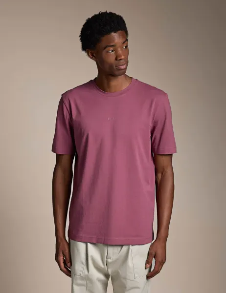 Boss TChup Contrast Logo T-Shirt in Stretch Cotton Burgundy