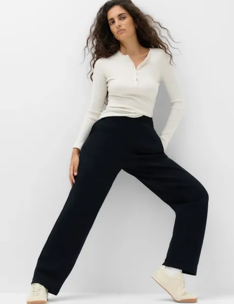 Marks & Spencer Pure Cotton Straight Leg Joggers Midnight Navy