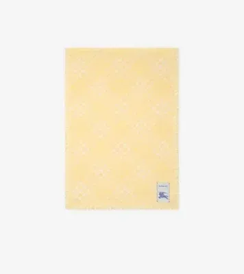 Wide Check Wool Silk Scarf in Custard beige