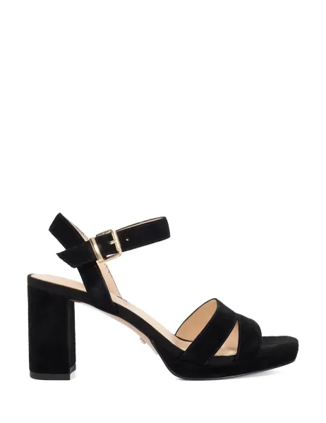 Dune London Sparkle Block Heel Sandals Black
