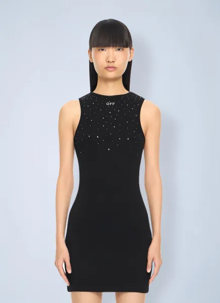 Off-White OW X Swarovski Ribbed Rowing Dress