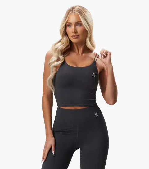 Women's Dark Grey Longline Strappy Sports Bra