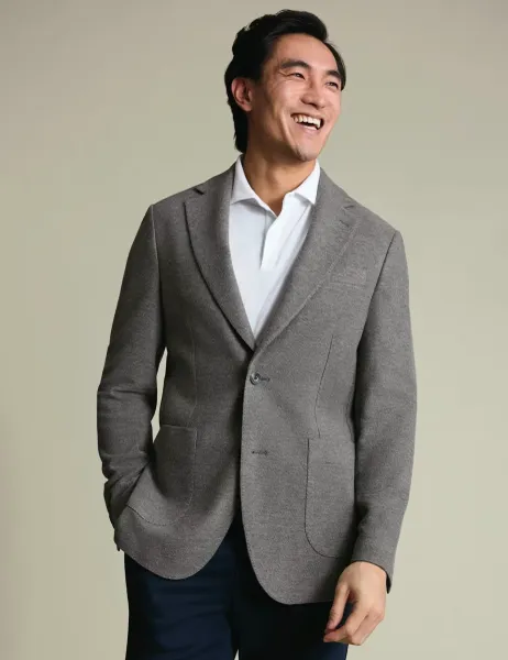 Charles Tyrwhitt Slim Fit Cotton Blend Jersey Jacket Grey