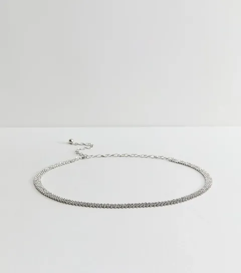 New Look Silver Tone Diamante Chain Belt