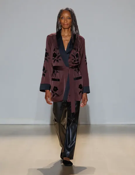 Marks & Spencer Embellished Shawl Collar Satin Kimono Jacket Aubergine Mix