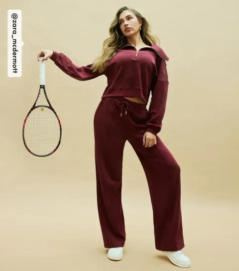 Women's by Zara McDermott Burgundy Jersey Wide Leg Joggers