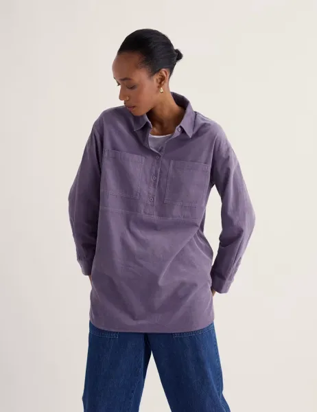 Seasalt Cornwall Pure Cotton Cord Oversized Collared Tunic Purple