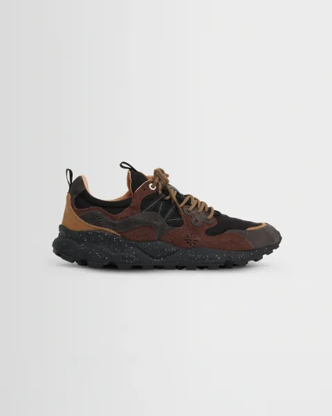 Wax London Flower Mountain - Dark Grey and Dark Brown Suede and Nylon Yamano 3 Trainers