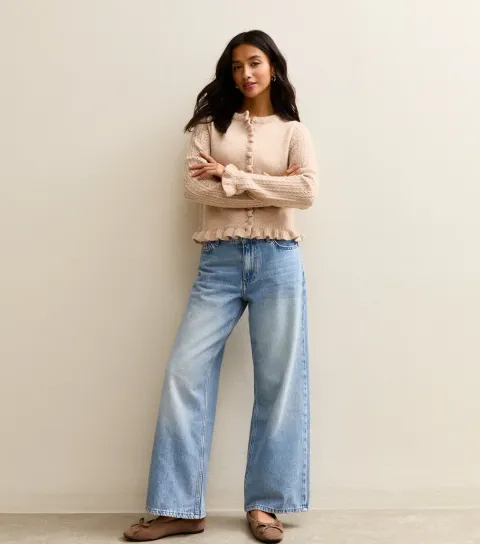 Women's Petite Blue Low Rise Wide Leg Jeans