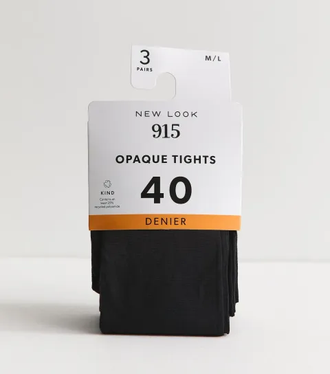 Pack of 3 Black 40 Denier Opaque Tights