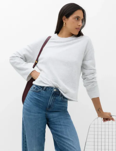 Marks & Spencer Cosy Eyelash Crew Neck Sweatshirt Grey Marl