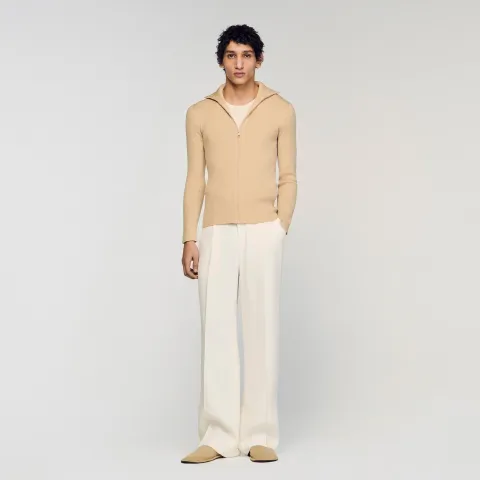 Zip cardigan with standing collar
