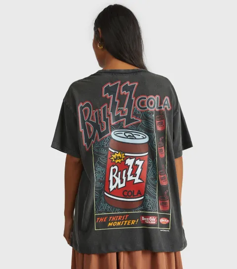 Women's Grey The Simpsons Buzz Cola Print T-Shirt