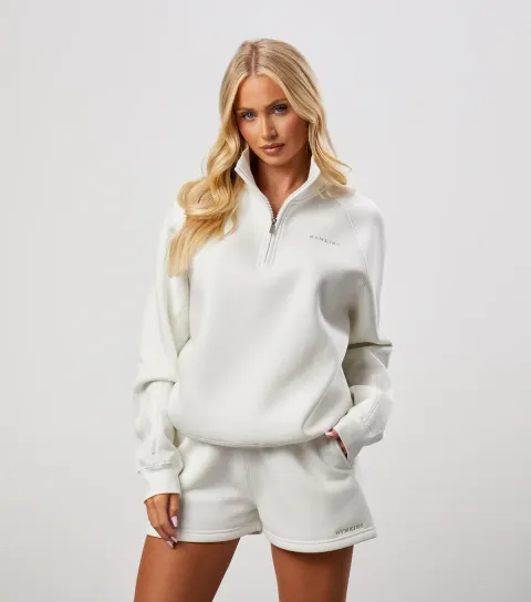 Women's Cream Quarter Zip Sweatshirt