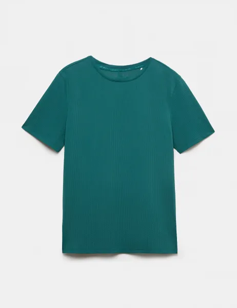 Goodmove Round Neck Mesh Relaxed T-shirt Petrol Green