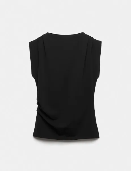 Marks & Spencer Cotton Rich Drape Asymmetric Top Black