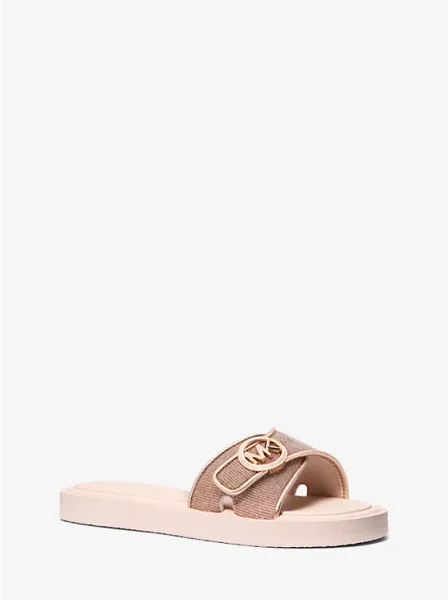 Glitter Embellished Logo Slide Sandal