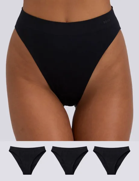Boux Avenue 3 Pack Seamless High Leg Brazilian Knickers Black