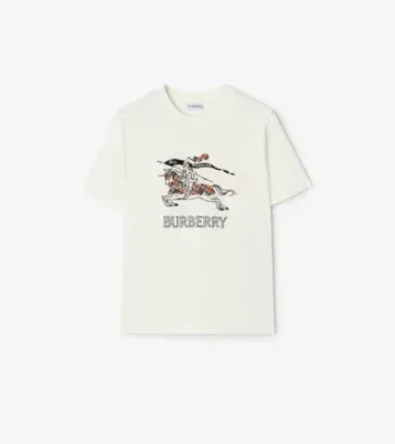 Knight Sketch Cotton T-shirt in Chalk white