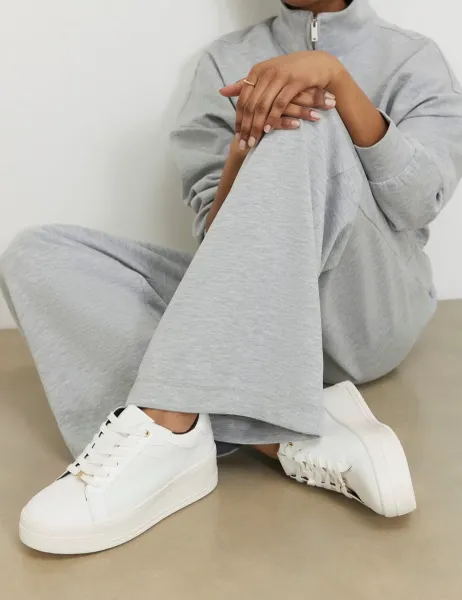 River Island Lace Up Flatform Trainers White