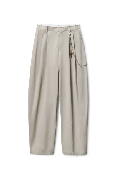 Grey Cotton-Blend Balloon-Leg Pants