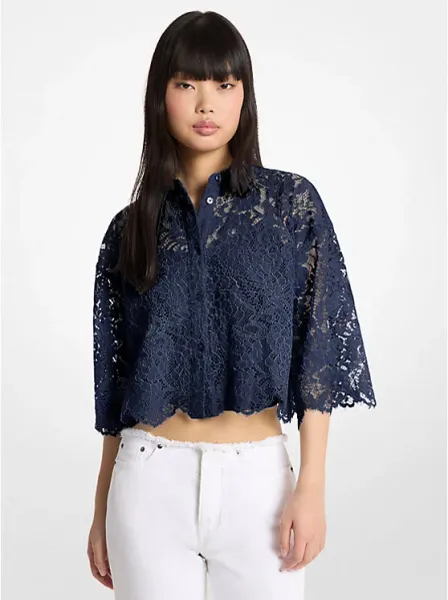 Corded Floral Lace Cropped Blouse