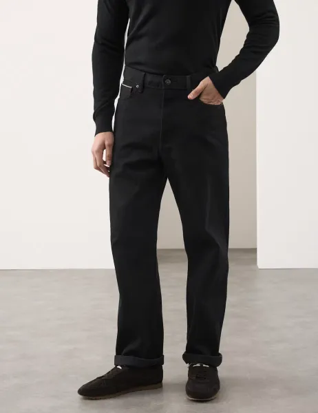 Autograph Loose Fit Pure Cotton Japanese Selvedge Jeans Black