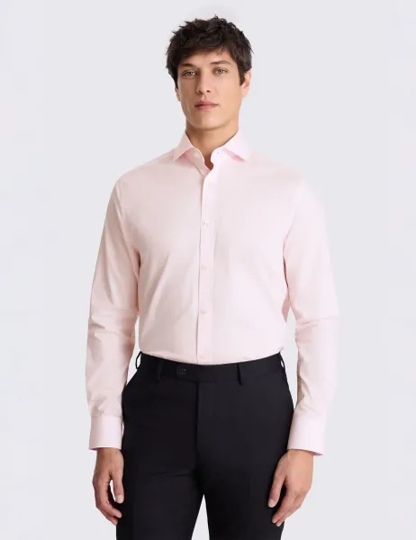 Moss Tailored Fit Easy Iron Stretch Shirt Pink
