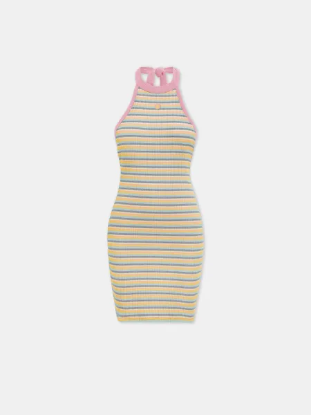 WOMEN - WOMEN'S MA STRIPED HALTER MINI DRESS - Multi