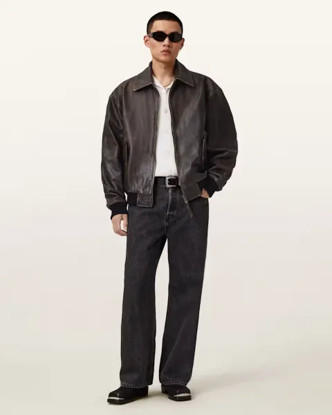 Marco Oversized Leather Bomber Jacket