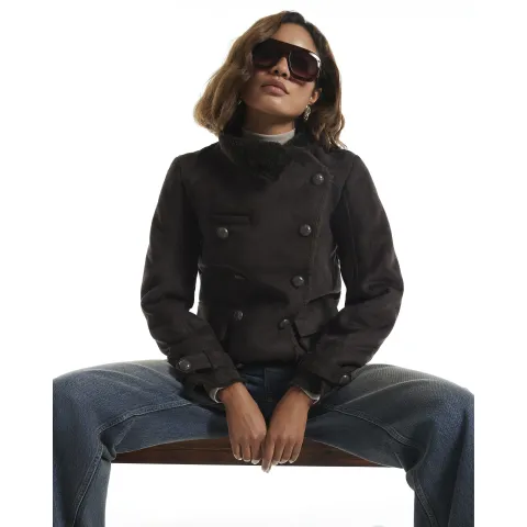 River Island Faux Shearling Funnel Neck Jacket