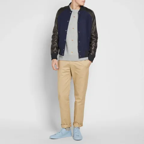 Maison Kitsuné All Over Embroidered Fox Head Crew Sweat - END. Exclusive