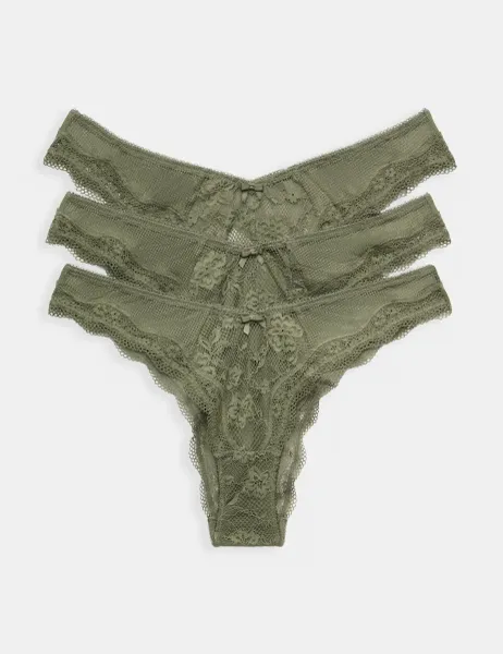 Marks & Spencer 3pk Jasmine Lace Miami Knickers Khaki