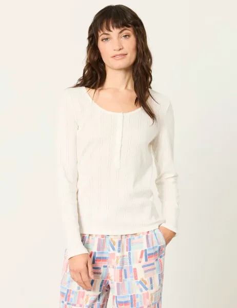 FatFace Pure Cotton Pyjama Top Ivory