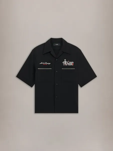 STUDIO CREPE CAMP SHIRT - Black