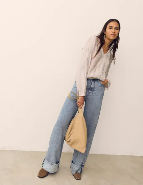 Per Una Textured V-Neck Blouse Soft Pink