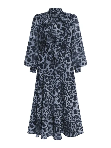 James Lakeland Leopard Print Midi Ruffle Dress