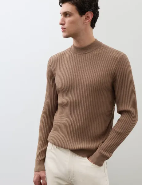 Autograph Ribbed High Neck Jumper Truffle