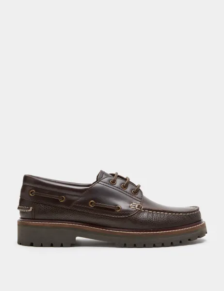 Marks & Spencer Chunky Sole Leather Deck Shoes Chestnut