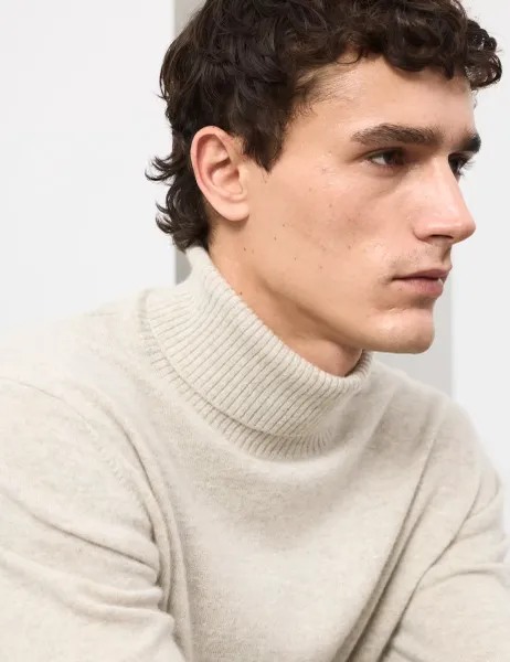 Autograph Pure Cashmere Roll Neck Jumper Light Natural