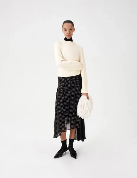 Marks & Spencer Deep Rib Crew Neck Relaxed Jumper Cream