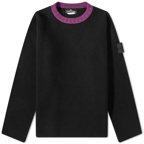Contrast Collar Crew Knit