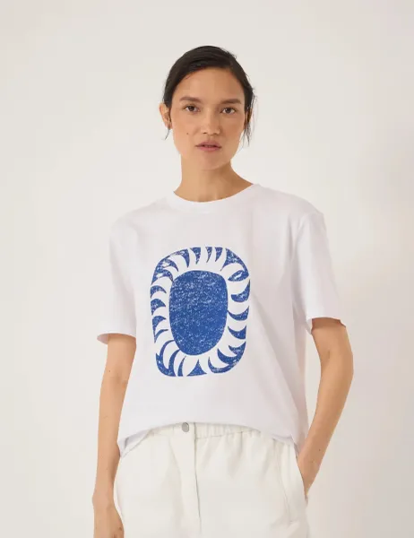 HUSH Sun Graphic Cotton T-Shirt White Mix
