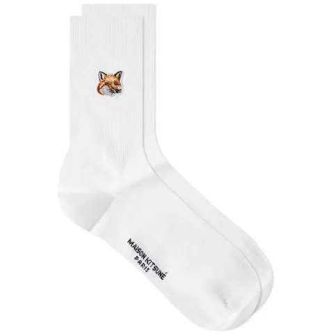 Tonal Fox Head Patch Socks