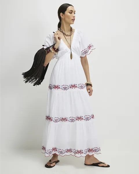 River Island Embroidered Maxi Dress